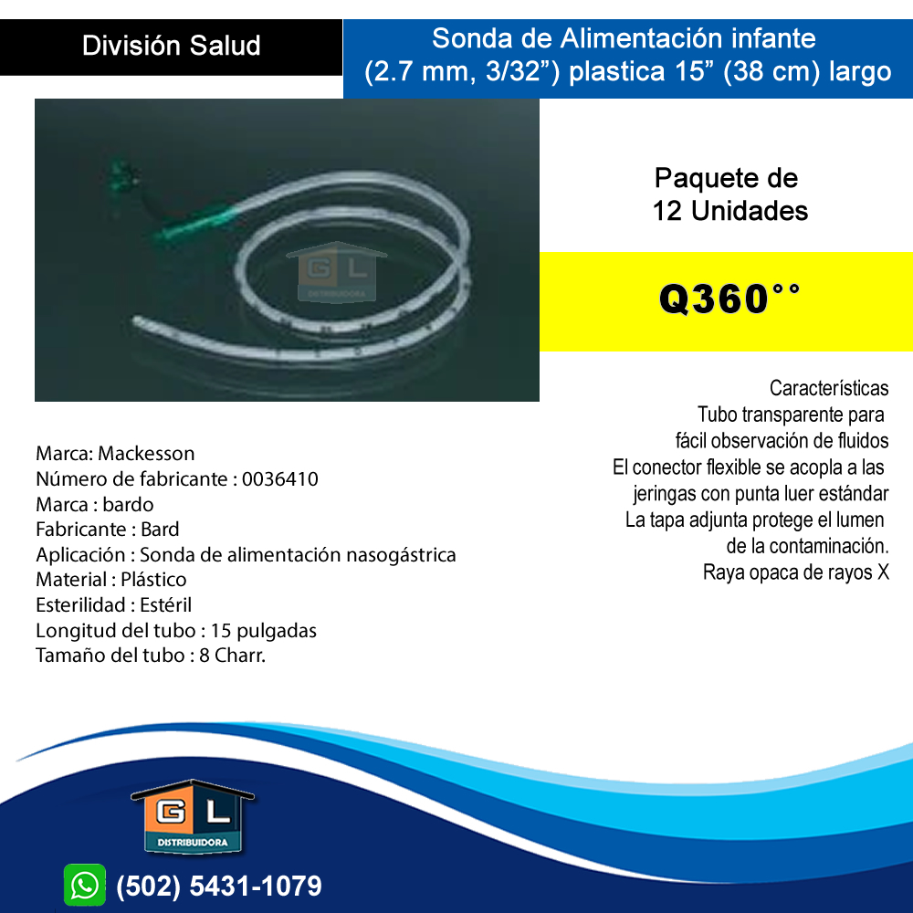 Sonda De Alimentaci N Infante Mm Pulg Plastica Pulg Cm