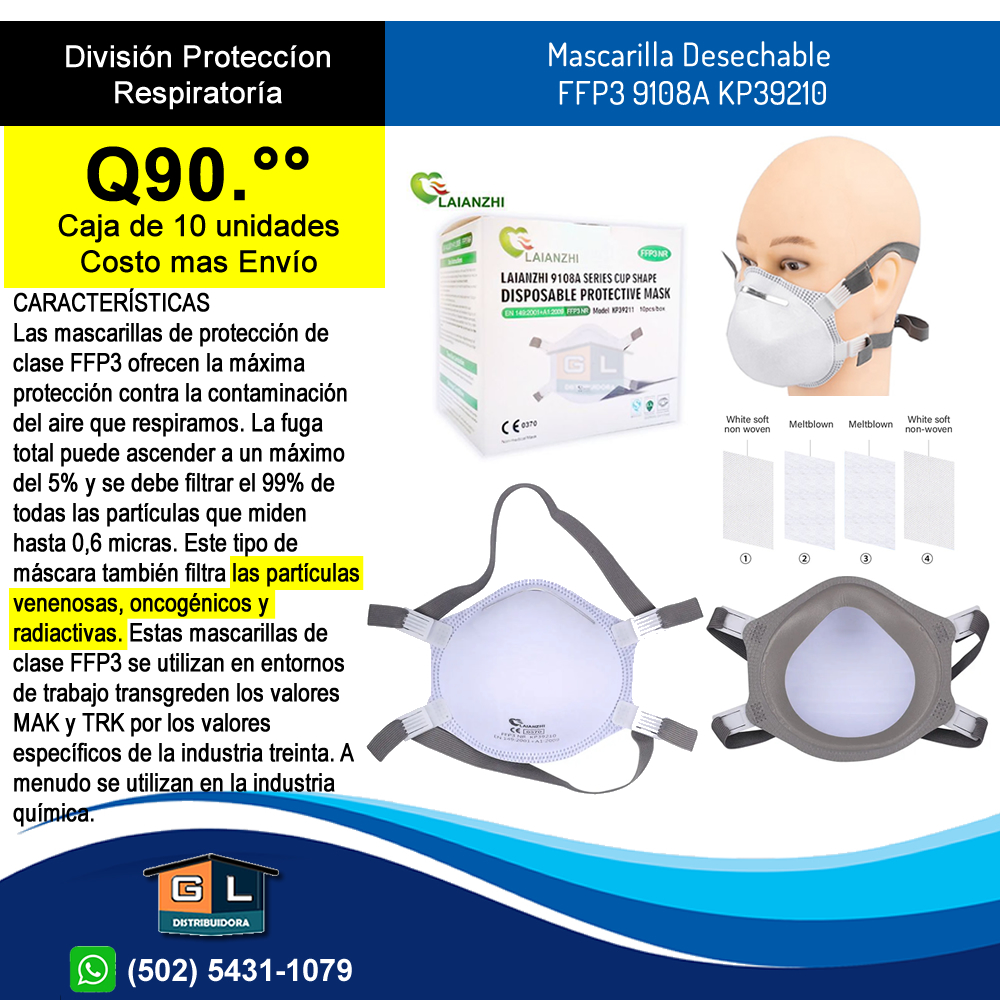 Mascarilla Quke FFP3 - con clip nasal, certificacion CE 0099, 1ud
