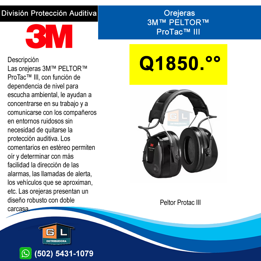 Orejeras 3M™ PELTOR™ ProTac™ III - Guatemala Junio 2022